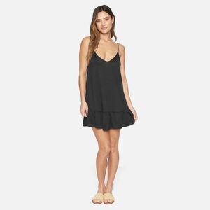 Hurley Solid Black Cover-up Women's Mini Dress Beach Cover-Up(Size XS)